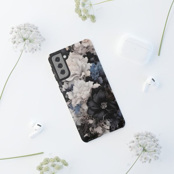 Black and White Flowers iPhone | Samsung | Samsung Galaxy | Google Pixel - Cell Phone Tough Cases - Image 56