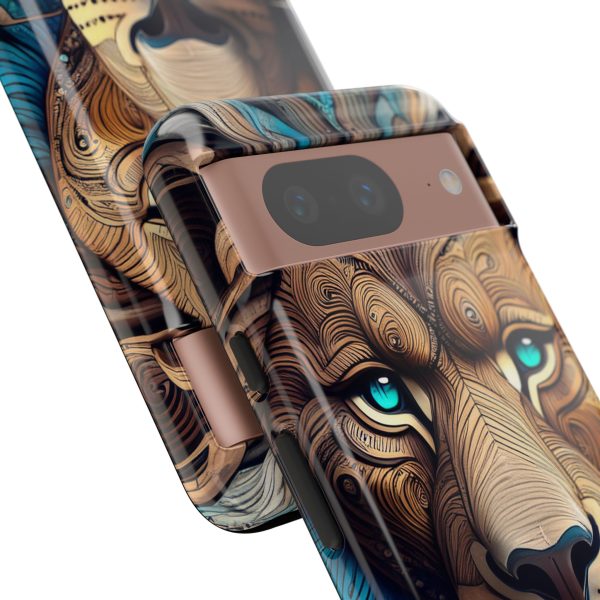 Wood Lion Art iPhone | Google Pixel - Cell Phone Tough Cases - Image 128