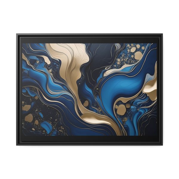 Blue Gold Abstract Art 3 Matte Canvas, Black Frame - Image 25