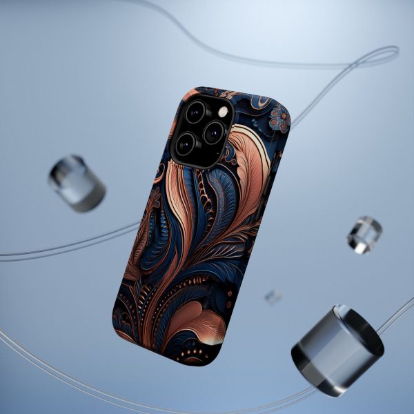 Blue Gold Paisley BRG8 - Custom Magnetic Tough Case for iPhone - Dual Layer Protection with MagSafe® Compatibility - Matte or Glossy Finish - Image 15