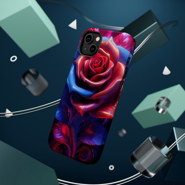 Red and Blue Rose- Custom Magnetic Tough Case for iPhone - Dual Layer Protection with MagSafe® Compatibility - Matte or Glossy Finish - Image 23