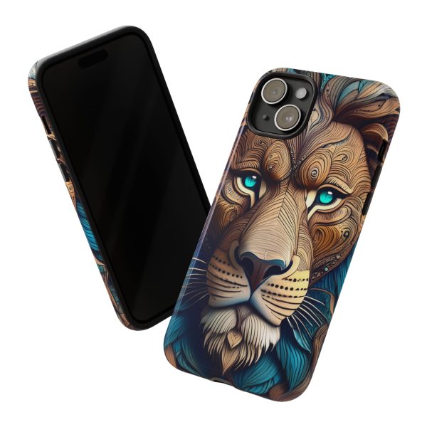 Wood Lion Art iPhone | Google Pixel - Cell Phone Tough Cases - Image 100