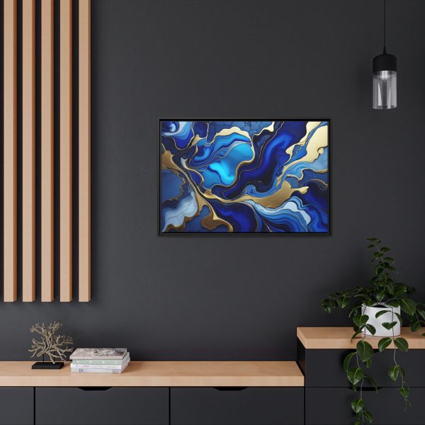 Royal Blue Gold RB1 Marble Matte Canvas, Black Frame - Image 32