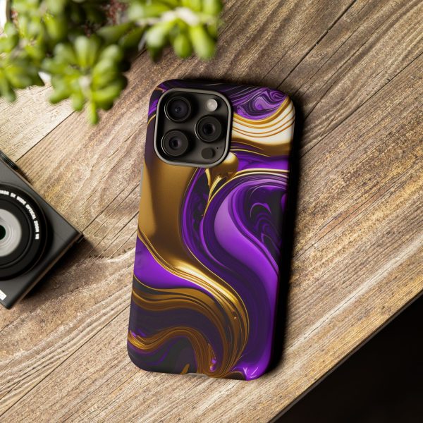 Purple and Gold Liquid iPhone | Samsung | Samsung Galaxy | Google Pixel - Cell Phone Tough Cases - Image 184