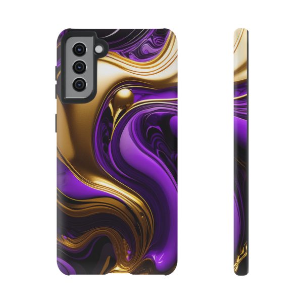 Purple and Gold Liquid iPhone | Samsung | Samsung Galaxy | Google Pixel - Cell Phone Tough Cases - Image 55