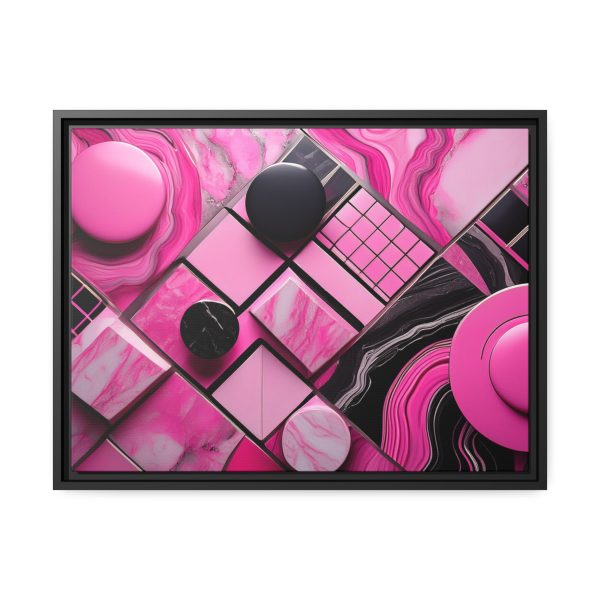 Pink And Black Abstract 2 Matte Canvas, Black Frame - Image 17