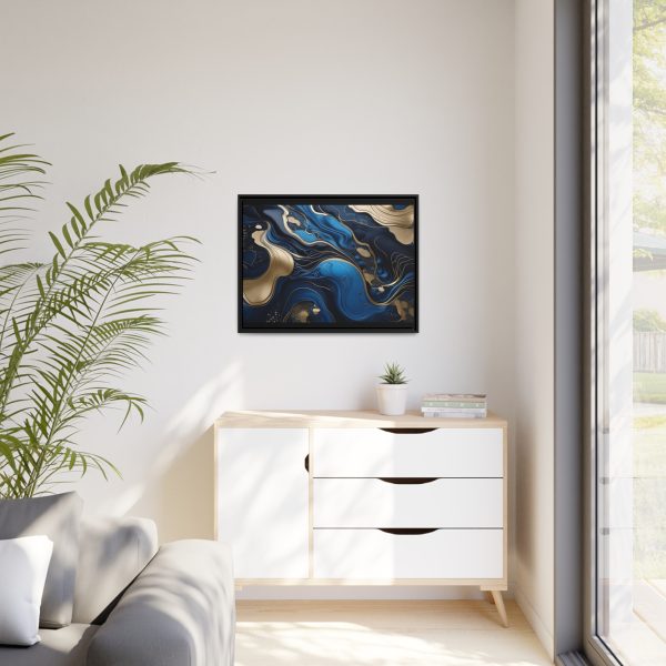 Blue Gold Abstract Art 2 Matte Canvas, Black Frame - Image 27