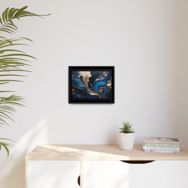 Blue Gold Abstract Art 3 Matte Canvas, Black Frame - Image 7