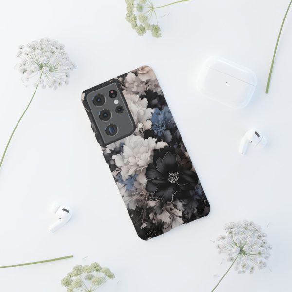 Black and White Flowers iPhone | Samsung | Samsung Galaxy | Google Pixel - Cell Phone Tough Cases - Image 60