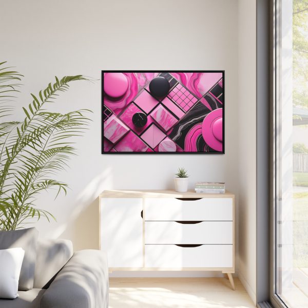 Pink And Black Abstract 2 Matte Canvas, Black Frame - Image 39