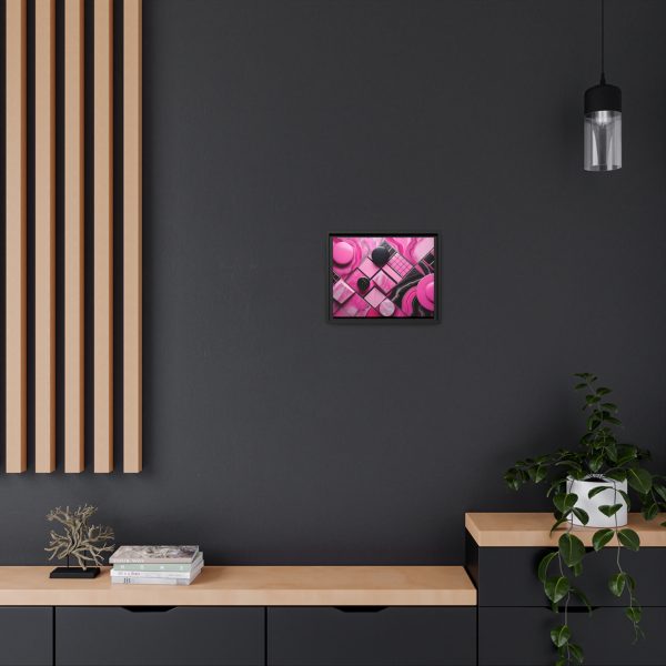 Pink And Black Abstract 2 Matte Canvas, Black Frame - Image 8