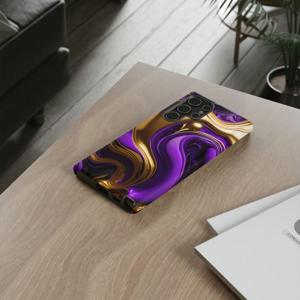 Purple and Gold Liquid iPhone | Samsung | Samsung Galaxy | Google Pixel - Cell Phone Tough Cases - Image 88