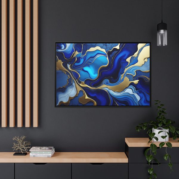 Royal Blue Gold RB1 Marble Matte Canvas, Black Frame - Image 40