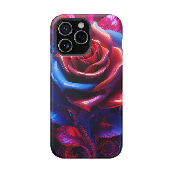 Red and Blue Rose- Custom Magnetic Tough Case for iPhone - Dual Layer Protection with MagSafe® Compatibility - Matte or Glossy Finish - Image 116