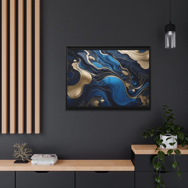 Blue Gold Abstract Art 2 Matte Canvas, Black Frame - Image 36