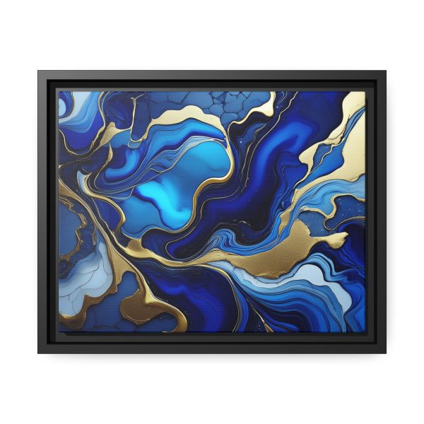 Royal Blue Gold RB1 Marble Matte Canvas, Black Frame - Image 5