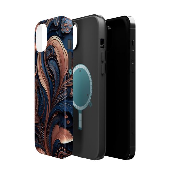 Blue Gold Paisley BRG8 - Custom Magnetic Tough Case for iPhone - Dual Layer Protection with MagSafe® Compatibility - Matte or Glossy Finish - Image 21