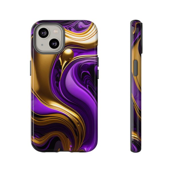 Purple and Gold Liquid iPhone | Samsung | Samsung Galaxy | Google Pixel - Cell Phone Tough Cases - Image 89