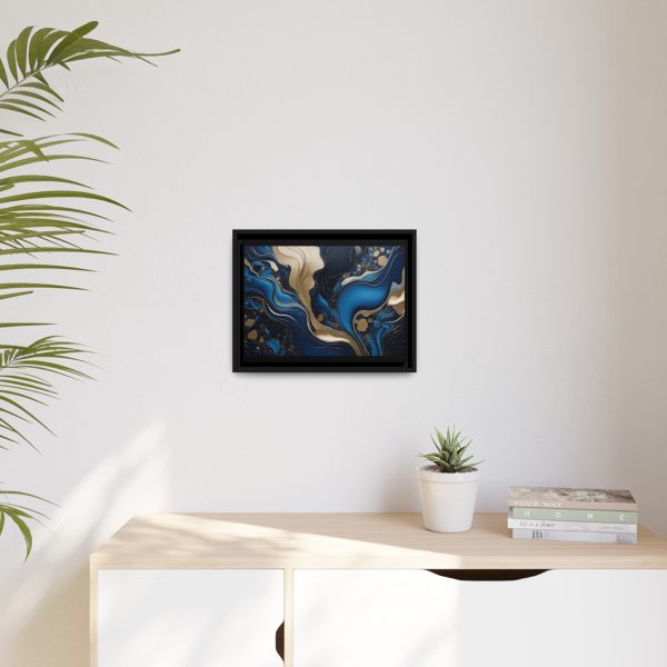 Blue Gold Abstract Art 3 Matte Canvas, Black Frame - Image 11