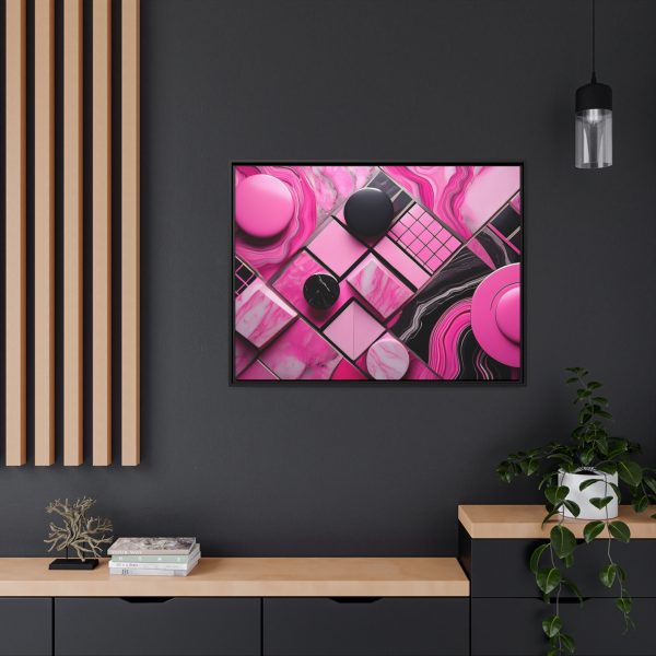 Pink And Black Abstract 2 Matte Canvas, Black Frame - Image 36