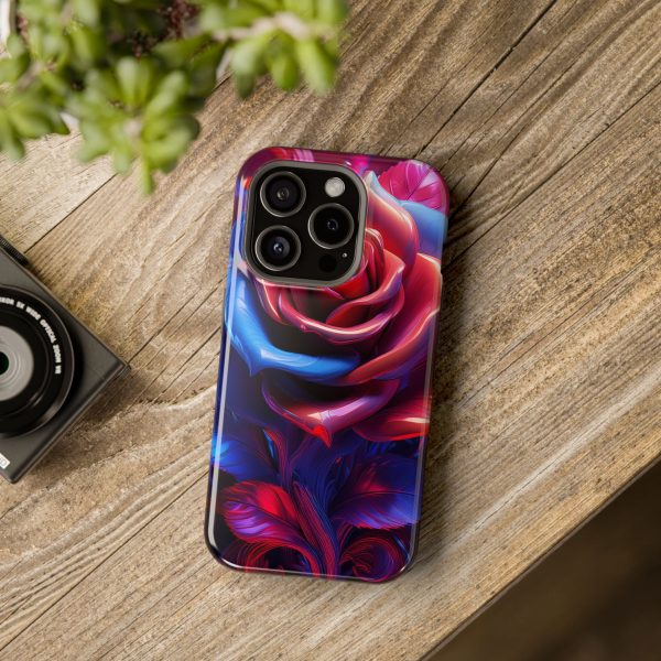 Red and Blue Rose- Custom Magnetic Tough Case for iPhone - Dual Layer Protection with MagSafe® Compatibility - Matte or Glossy Finish - Image 95