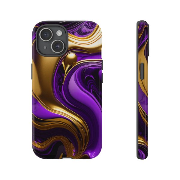 Purple and Gold Liquid iPhone | Samsung | Samsung Galaxy | Google Pixel - Cell Phone Tough Cases - Image 161