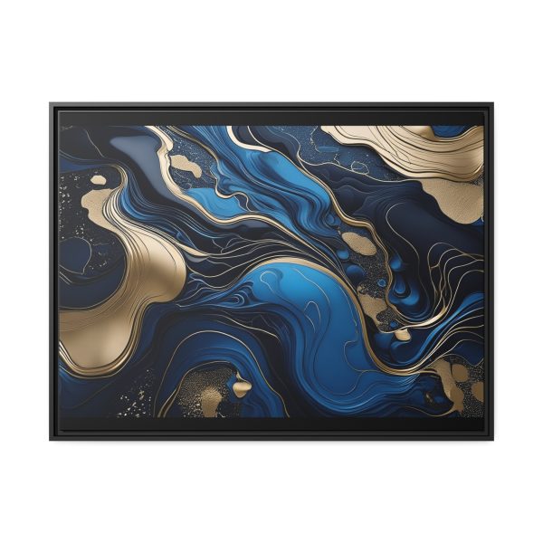 Blue Gold Abstract Art 2 Matte Canvas, Black Frame - Image 33