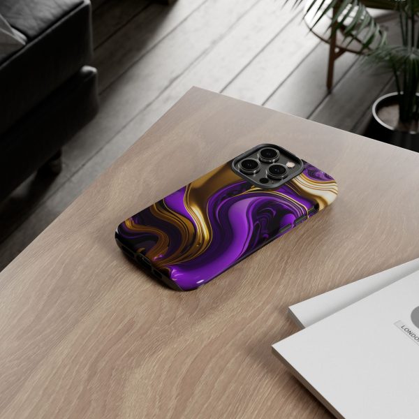 Purple and Gold Liquid iPhone | Samsung | Samsung Galaxy | Google Pixel - Cell Phone Tough Cases - Image 100