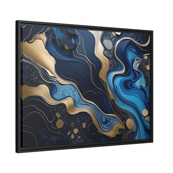 Blue Gold Abstract Art 1 Matte Canvas, Black Frame - Image 26