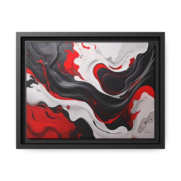 Red and Black Abstract 2 Matte Canvas, Black Frame