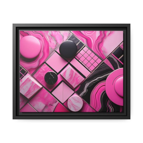 Pink And Black Abstract 2 Matte Canvas, Black Frame - Image 5