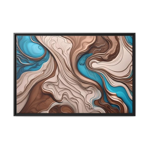 Brown and Teal Abstract BT1 Matte Canvas, Black Frame - Image 29