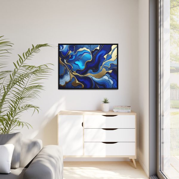 Royal Blue Gold RB1 Marble Matte Canvas, Black Frame - Image 35