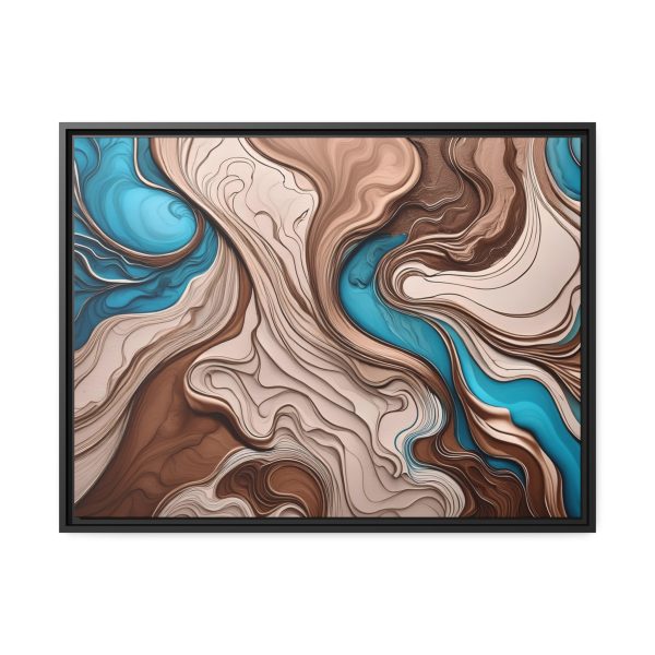 Brown and Teal Abstract BT1 Matte Canvas, Black Frame - Image 25