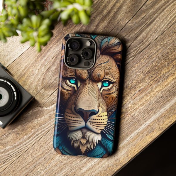 Wood Lion Art iPhone | Google Pixel - Cell Phone Tough Cases - Image 113