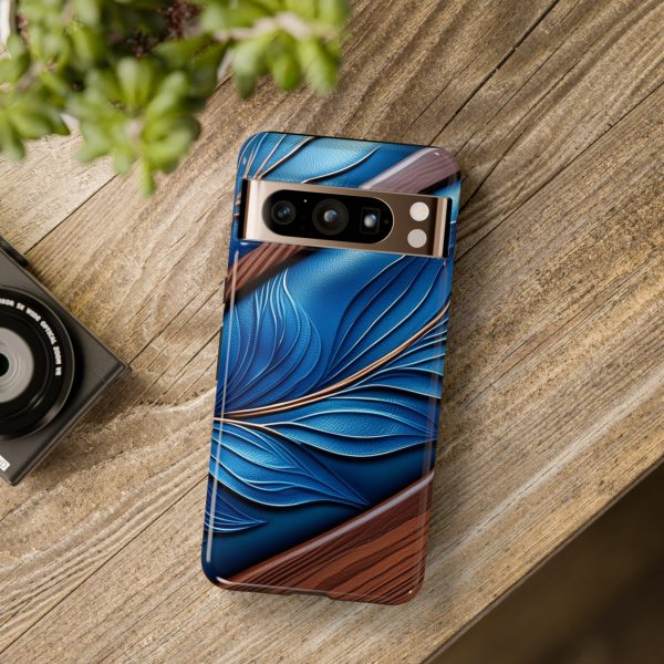 Blue Leather iPhone | Samsung | Samsung Galaxy | Google Pixel - Cell Phone Tough Cases - Image 215