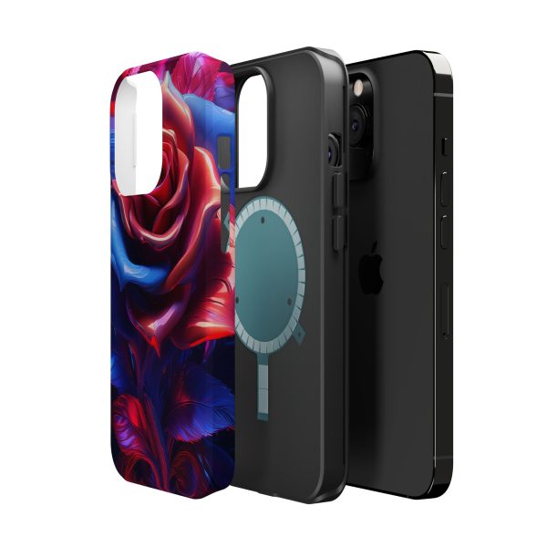 Red and Blue Rose- Custom Magnetic Tough Case for iPhone - Dual Layer Protection with MagSafe® Compatibility - Matte or Glossy Finish - Image 67