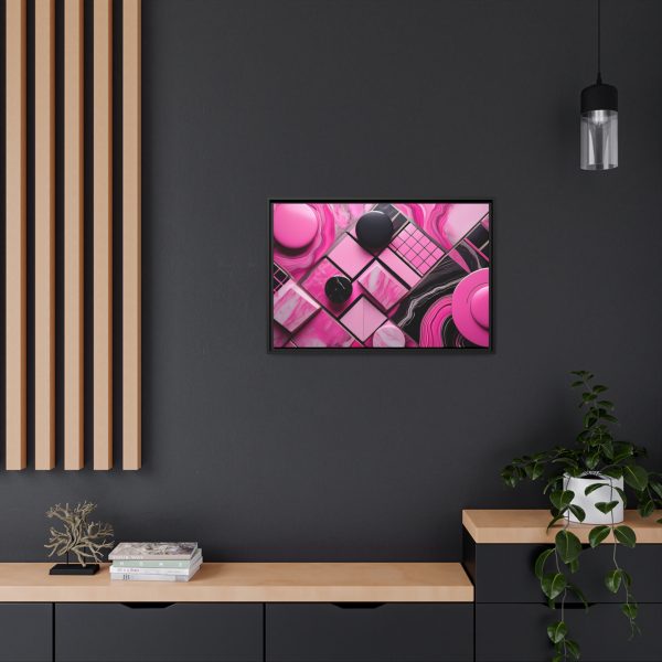 Pink And Black Abstract 2 Matte Canvas, Black Frame - Image 24