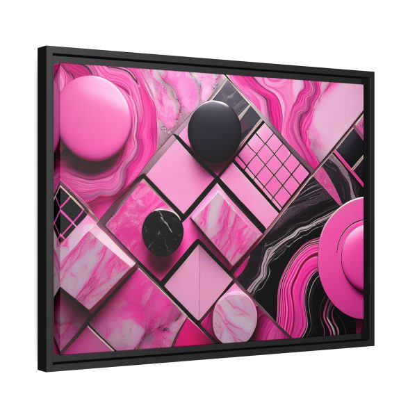 Pink And Black Abstract 2 Matte Canvas, Black Frame - Image 18