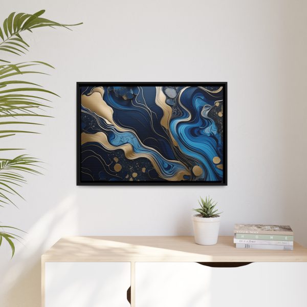 Blue Gold Abstract Art 1 Matte Canvas, Black Frame - Image 23