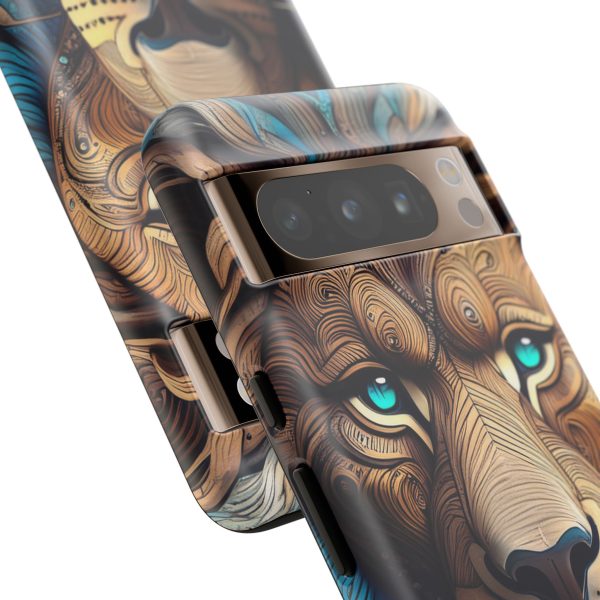 Wood Lion Art iPhone | Google Pixel - Cell Phone Tough Cases - Image 123