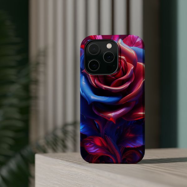 Red and Blue Rose- Custom Magnetic Tough Case for iPhone - Dual Layer Protection with MagSafe® Compatibility - Matte or Glossy Finish - Image 14