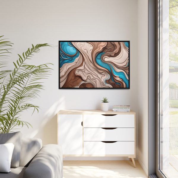 Brown and Teal Abstract BT1 Matte Canvas, Black Frame - Image 39