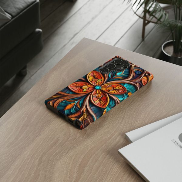 Wood Grain Flower iPhone | Samsung | Samsung Galaxy | Google Pixel - Cell Phone Tough Cases - Image 86