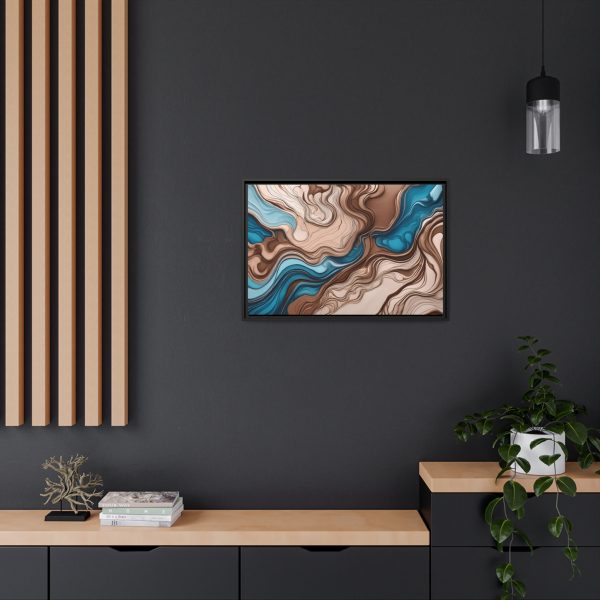 Brown and Teal Abstract BT4 Matte Canvas, Black Frame - Image 24