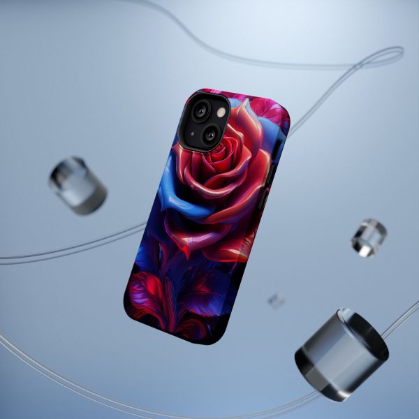 Red and Blue Rose- Custom Magnetic Tough Case for iPhone - Dual Layer Protection with MagSafe® Compatibility - Matte or Glossy Finish - Image 55