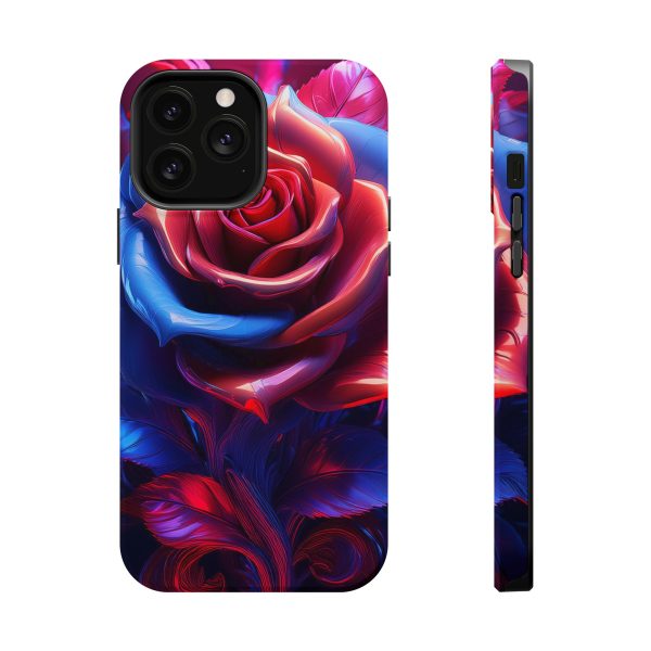 Red and Blue Rose- Custom Magnetic Tough Case for iPhone - Dual Layer Protection with MagSafe® Compatibility - Matte or Glossy Finish - Image 76