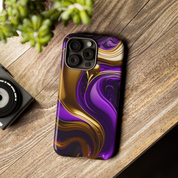 Purple and Gold Liquid iPhone | Samsung | Samsung Galaxy | Google Pixel - Cell Phone Tough Cases - Image 181