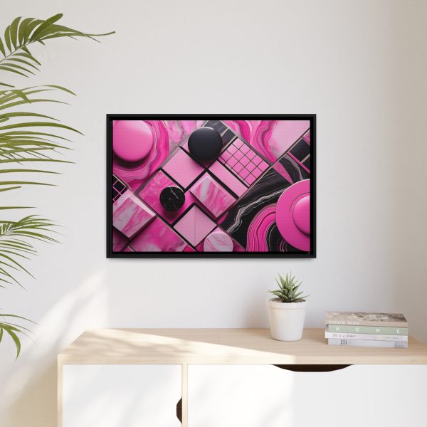 Pink And Black Abstract 2 Matte Canvas, Black Frame - Image 23