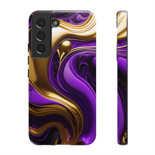 Purple and Gold Liquid iPhone | Samsung | Samsung Galaxy | Google Pixel - Cell Phone Tough Cases - Image 77